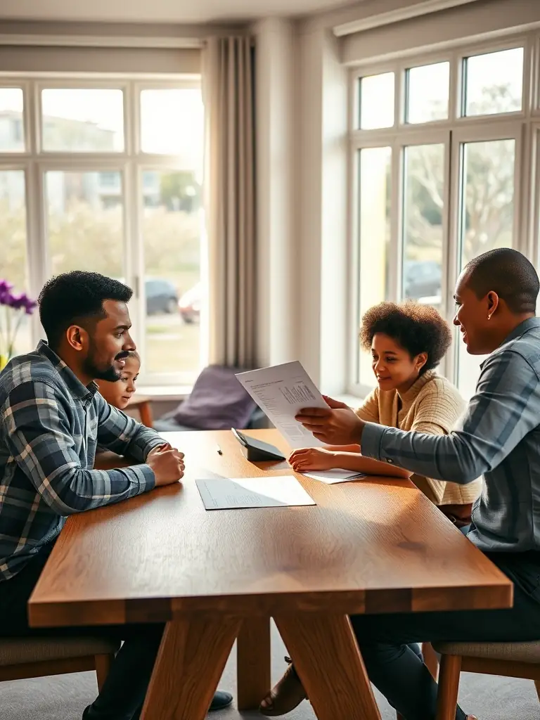A South African family happily planning their financial future with the help of a loyaltystack.fun consultant.